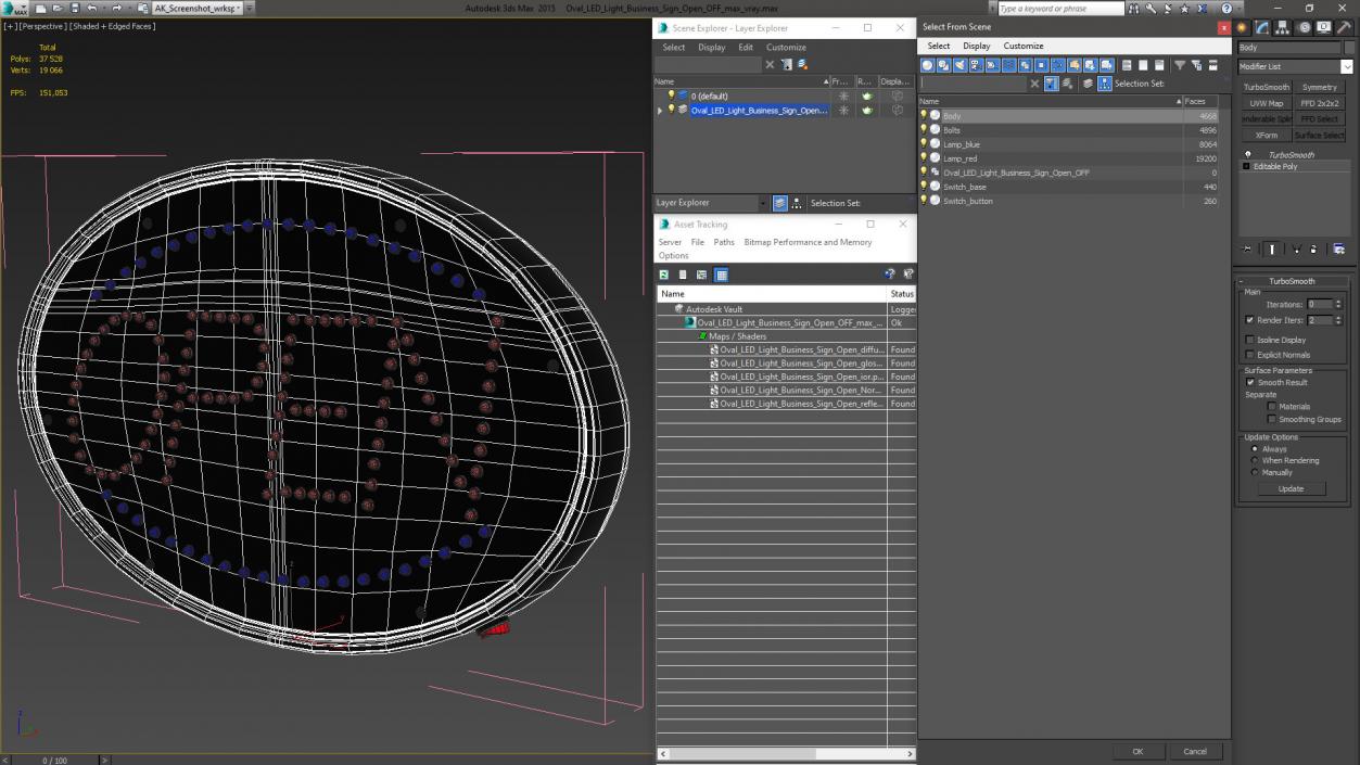 Oval LED Light Business Sign Open OFF 3D