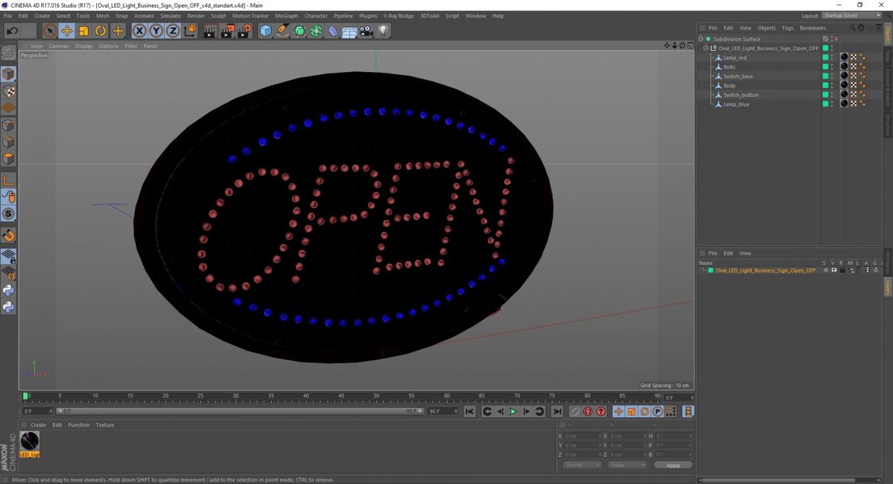 Oval LED Light Business Sign Open OFF 3D