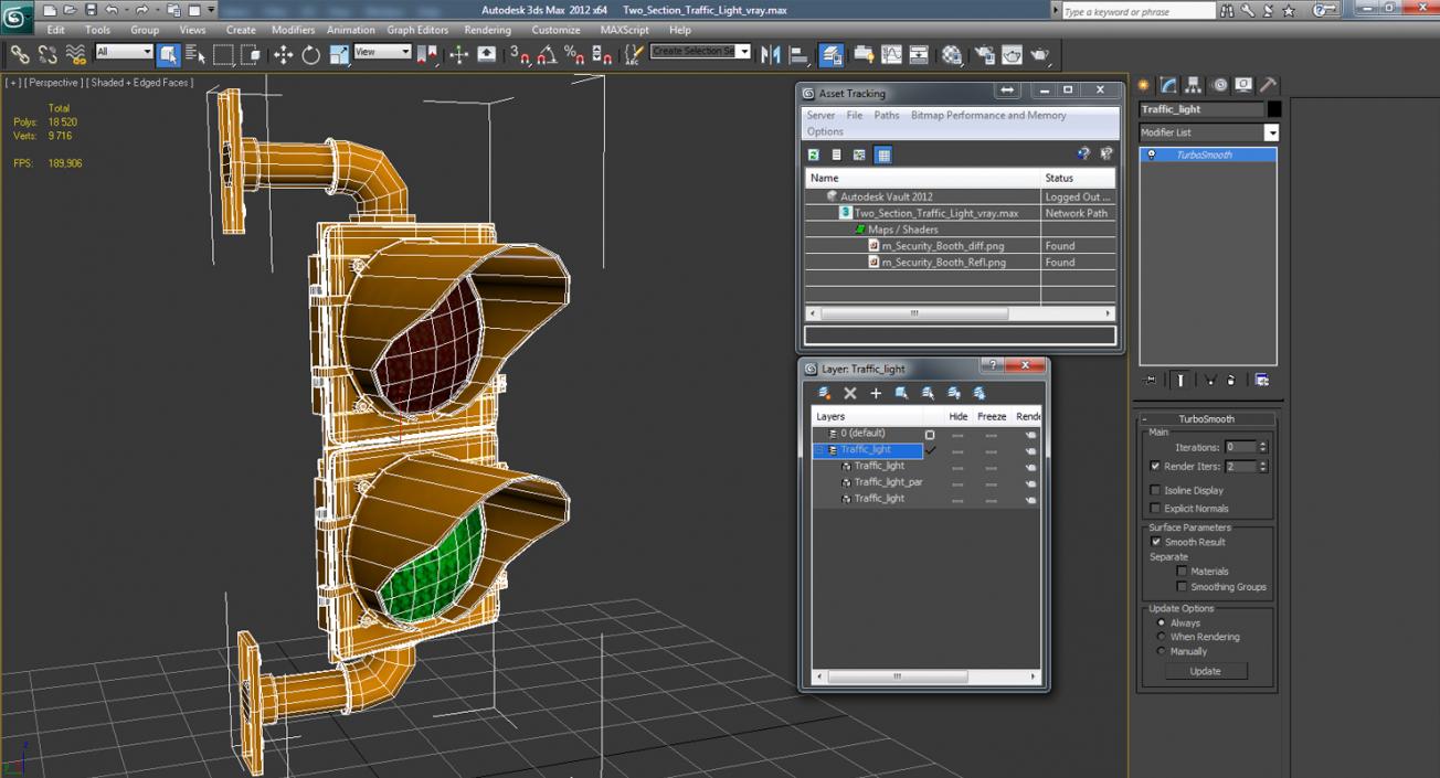 3D model Two Section Traffic Light