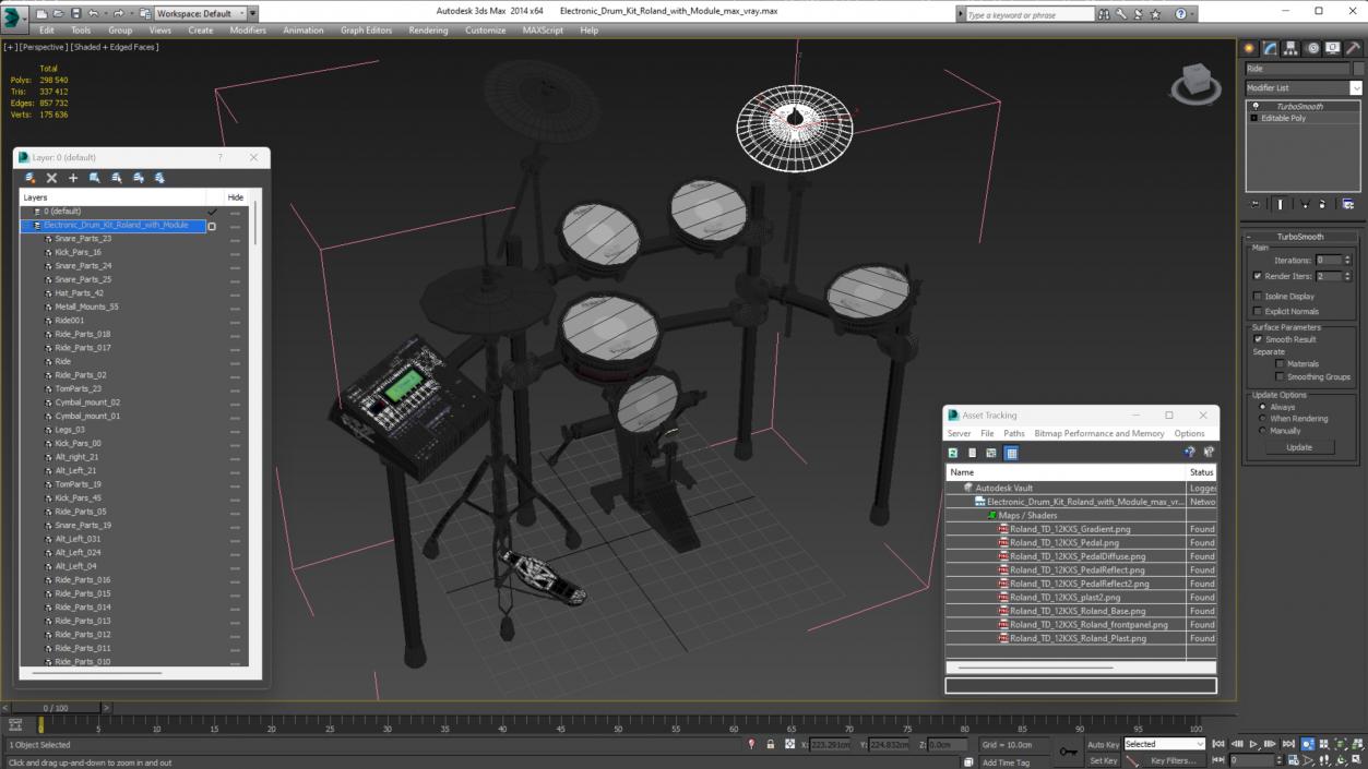 3D Electronic Drum Kit Roland with Module model