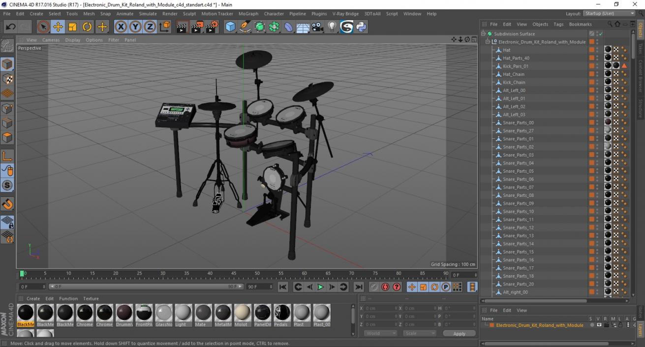 3D Electronic Drum Kit Roland with Module model