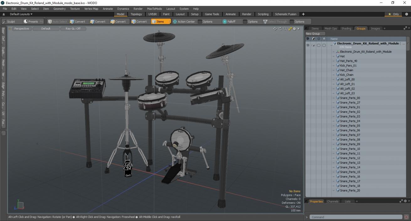 3D Electronic Drum Kit Roland with Module model