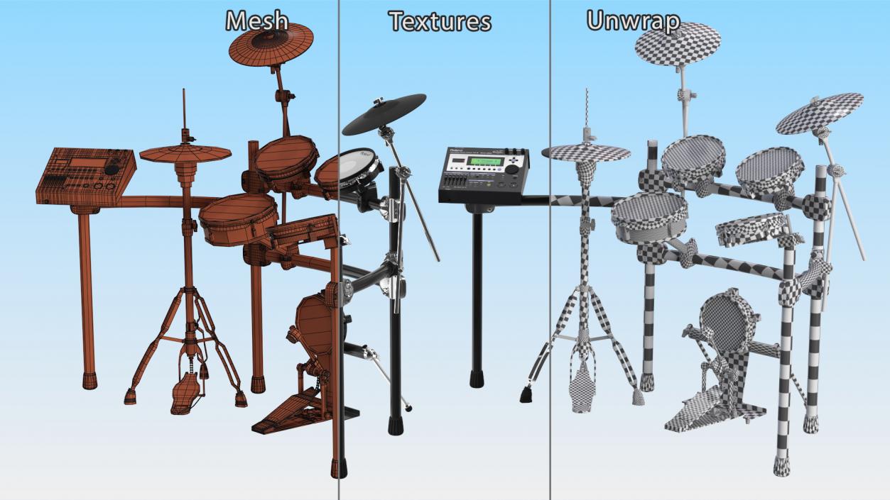 3D Electronic Drum Kit Roland with Module model