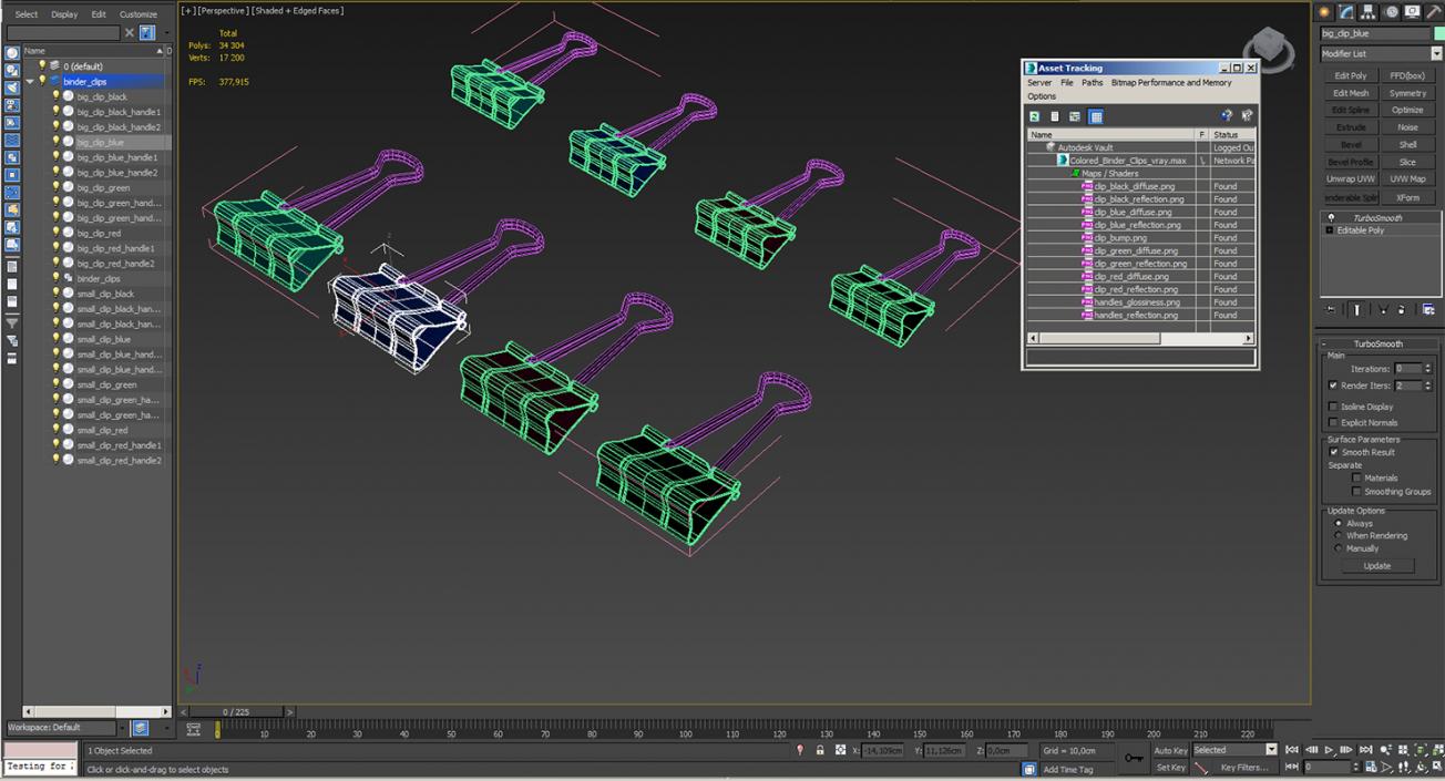 3D model Colored Binder Clips