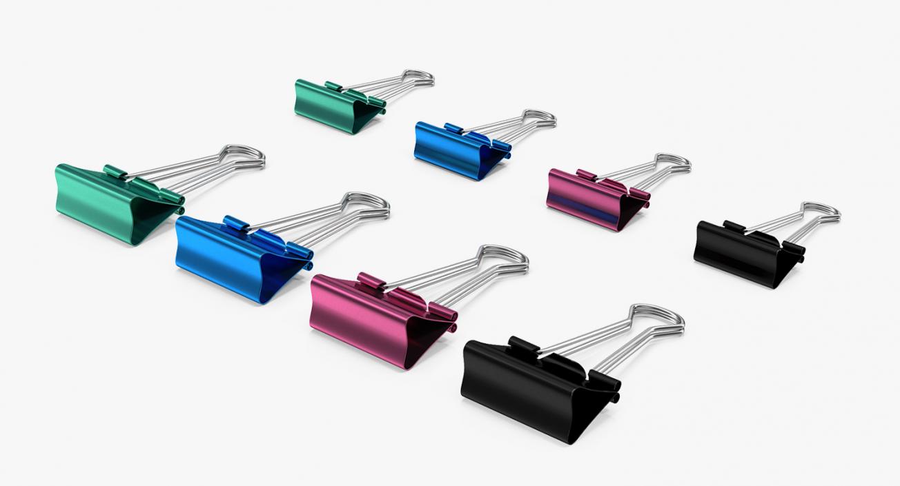 3D model Colored Binder Clips