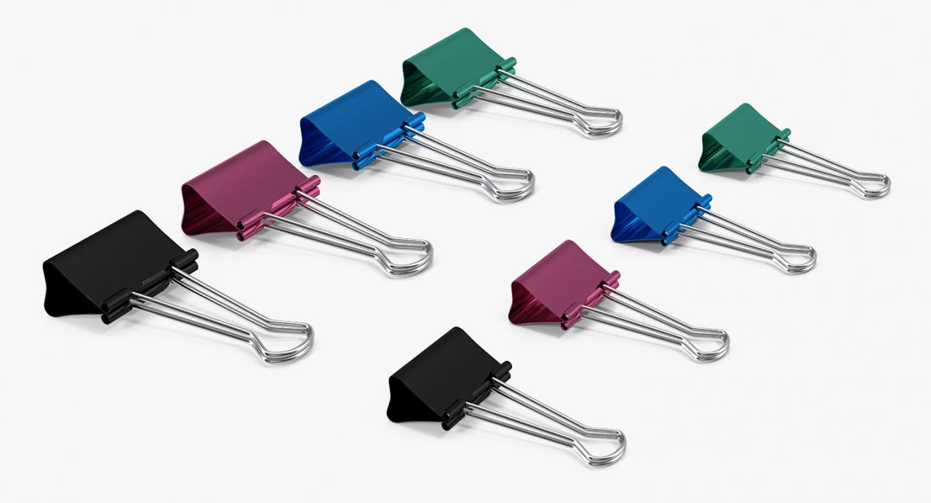 3D model Colored Binder Clips