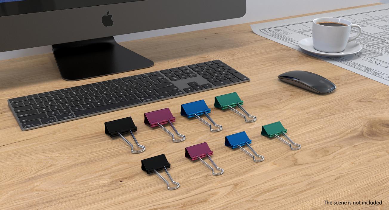 3D model Colored Binder Clips