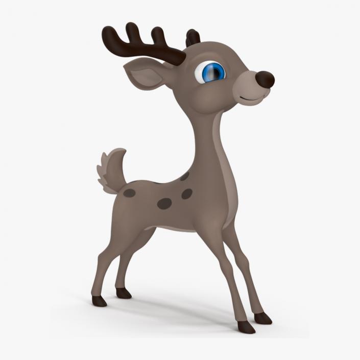 3D Grey Cartoon Deer Rigged for Cinema 4D model