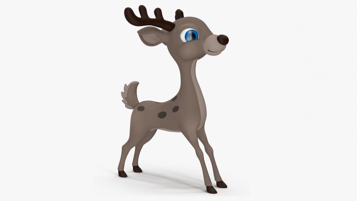 3D Grey Cartoon Deer Rigged for Cinema 4D model