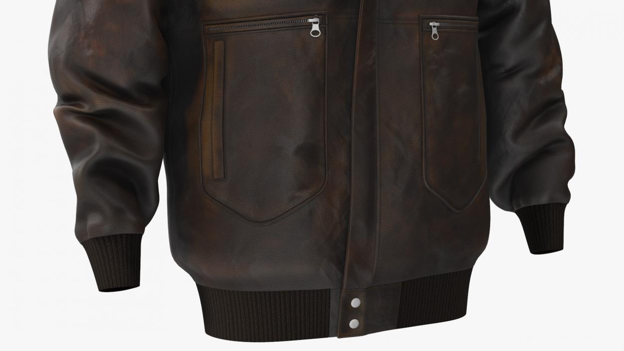 3D Real Leather Aviator Jacket Brown Old Fur