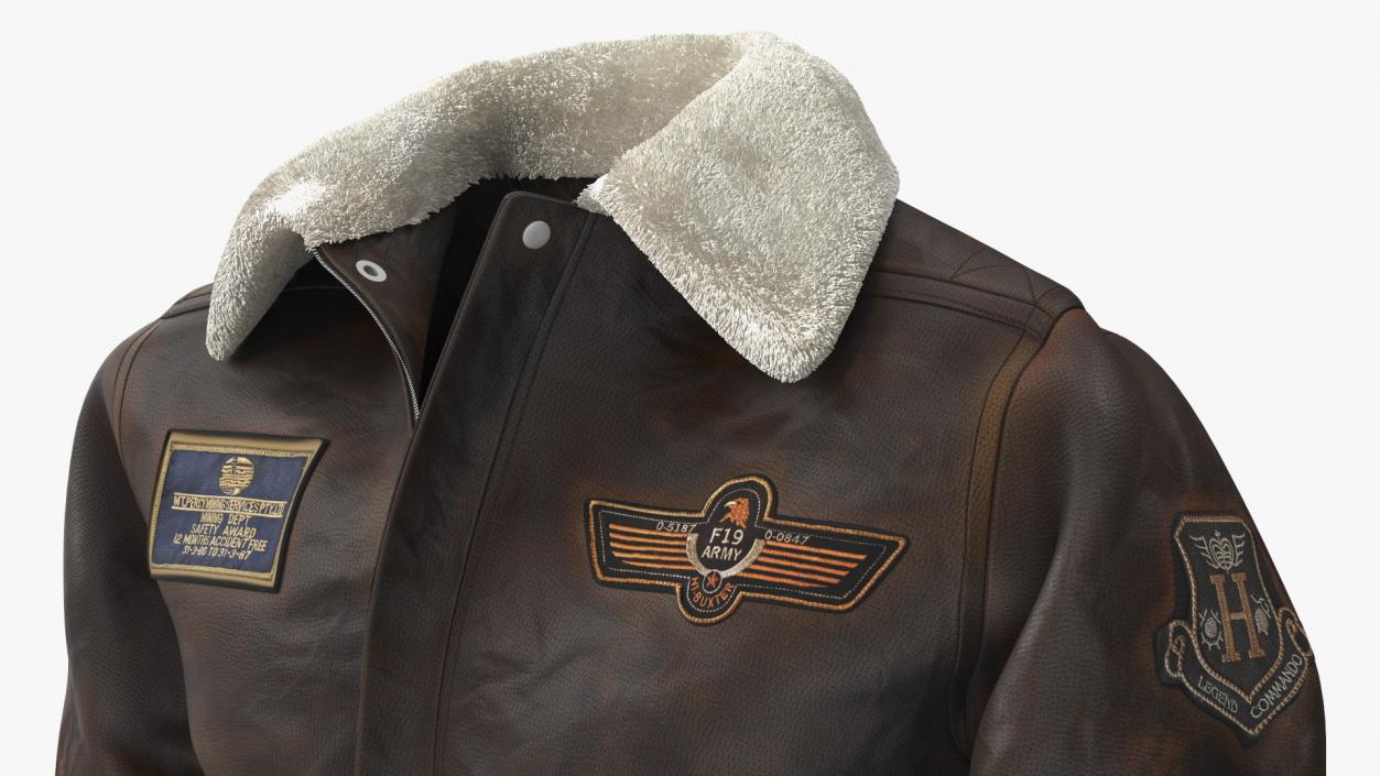 3D Real Leather Aviator Jacket Brown Old Fur