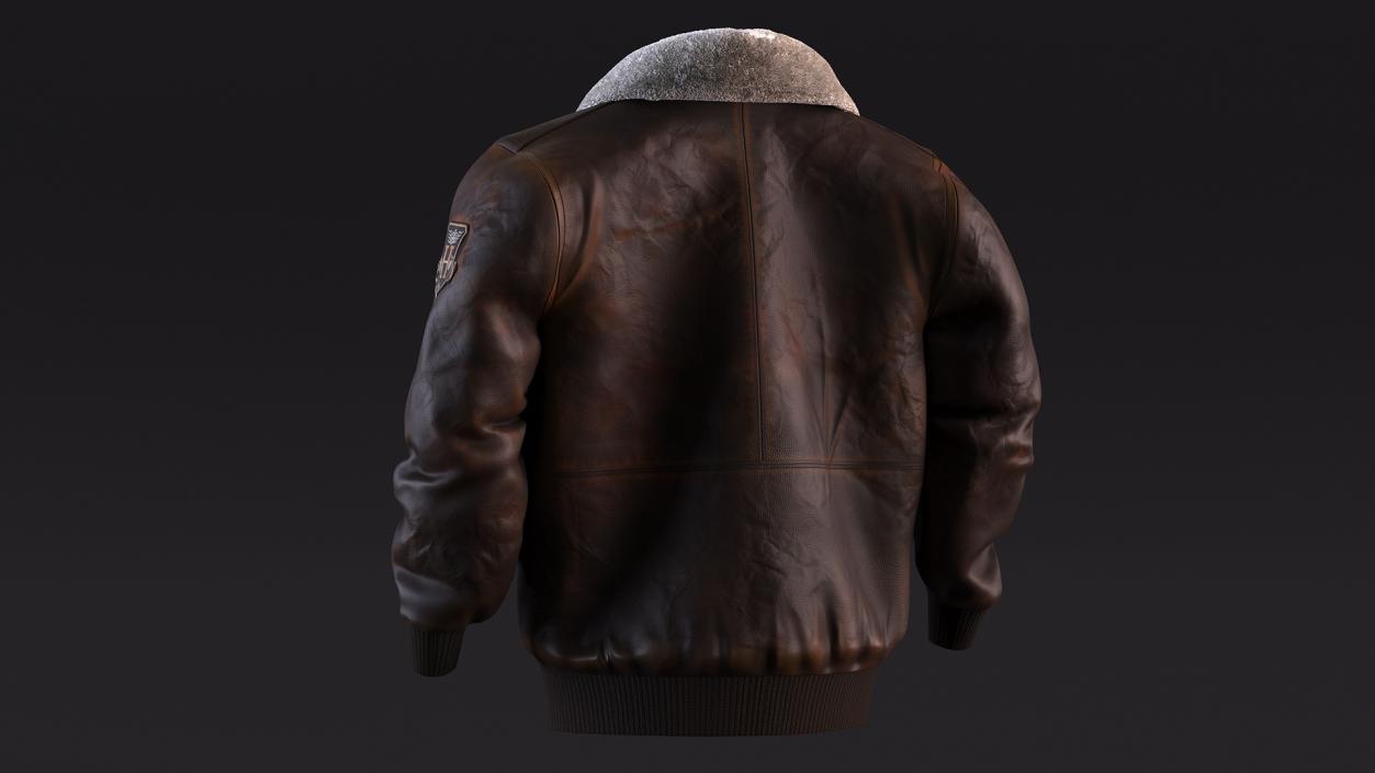 3D Real Leather Aviator Jacket Brown Old Fur