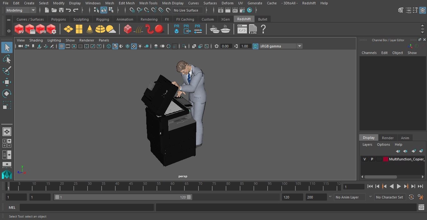 3D Multifunction Copier with Business Man model