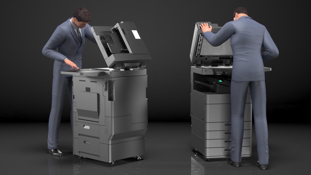 3D Multifunction Copier with Business Man model