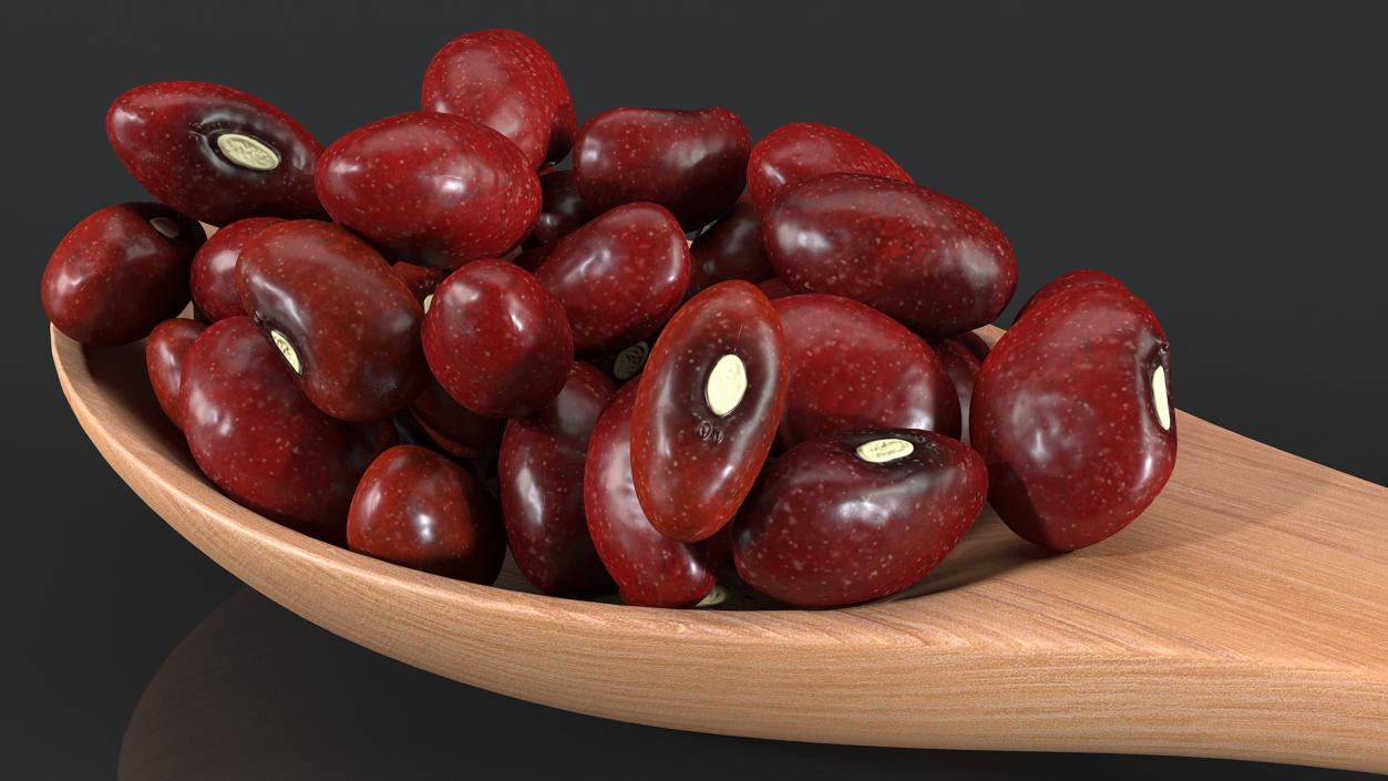 Dark Red Kidney Beans in a Spoon 3D