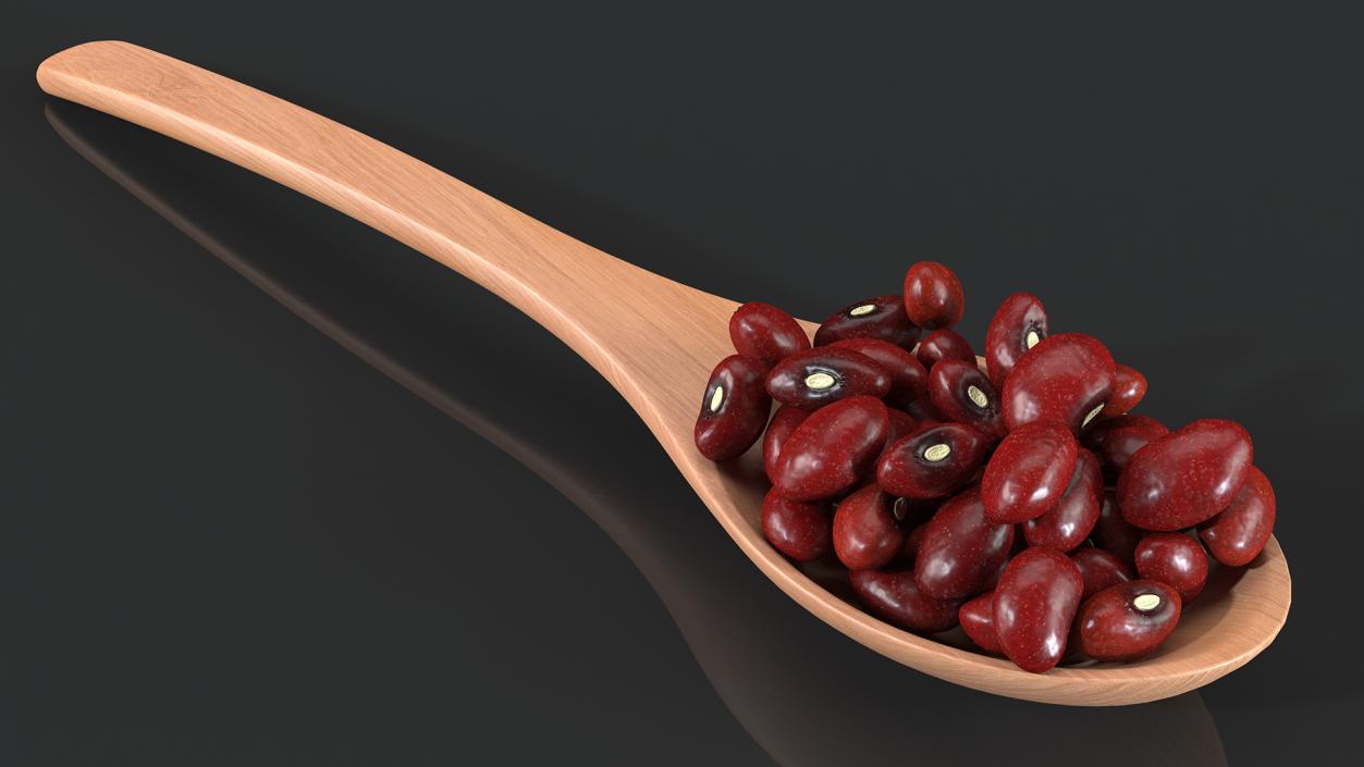 Dark Red Kidney Beans in a Spoon 3D