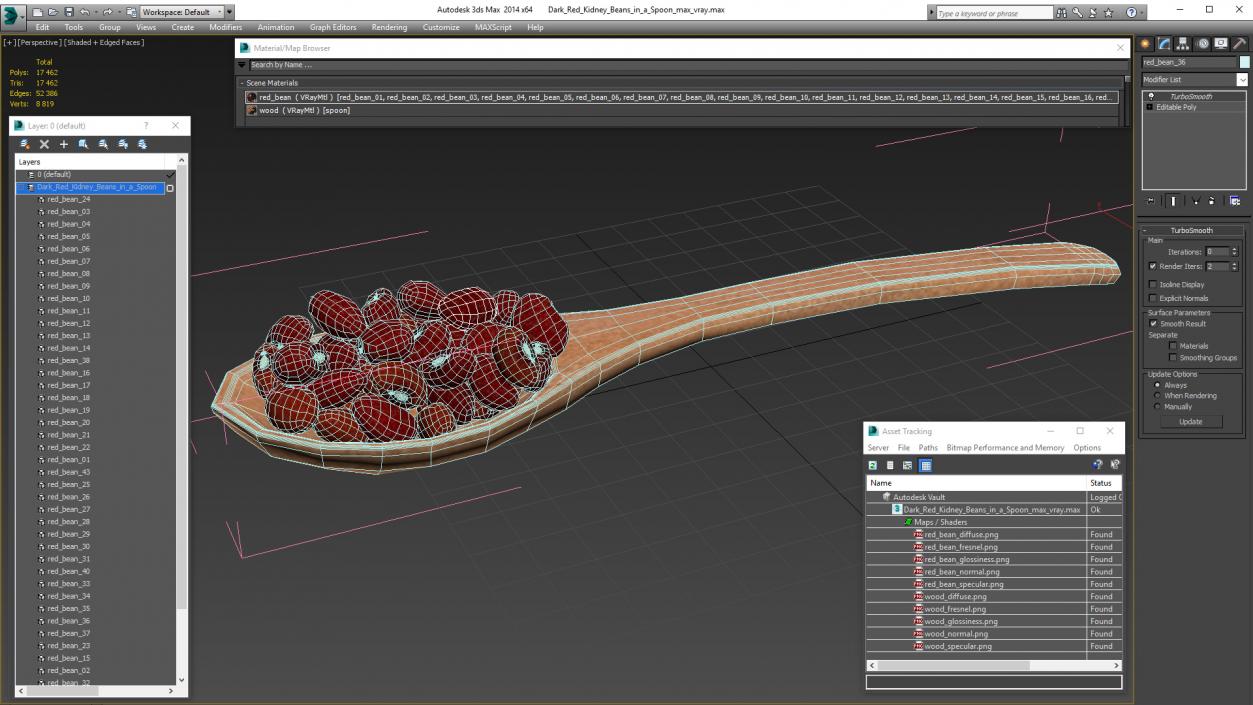 Dark Red Kidney Beans in a Spoon 3D