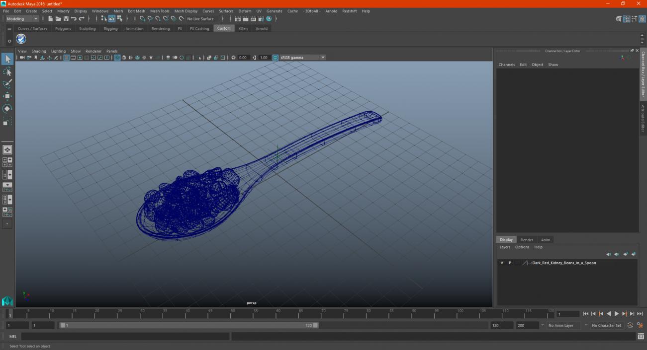 Dark Red Kidney Beans in a Spoon 3D