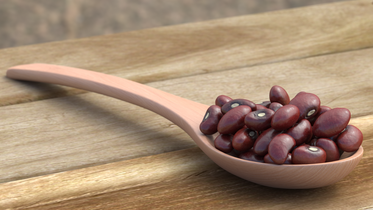 Dark Red Kidney Beans in a Spoon 3D