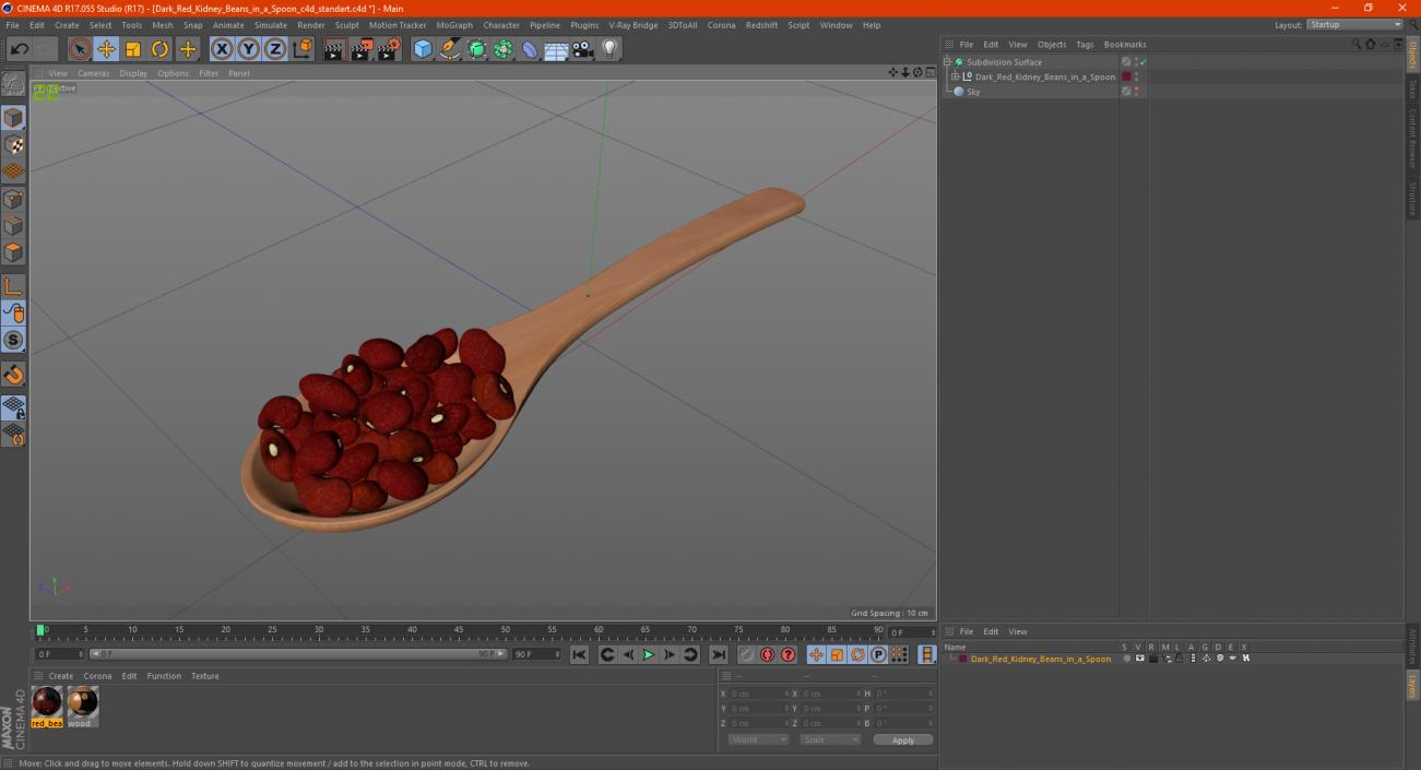 Dark Red Kidney Beans in a Spoon 3D