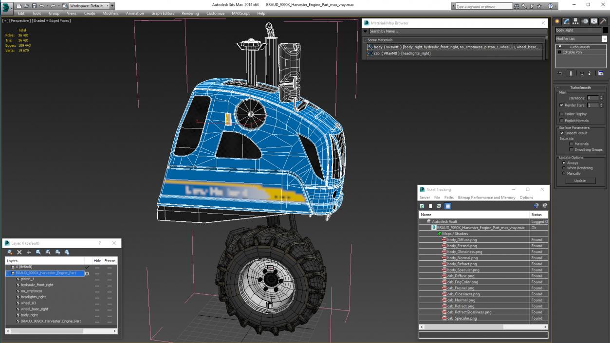 3D BRAUD 9090X Harvester Engine Part model