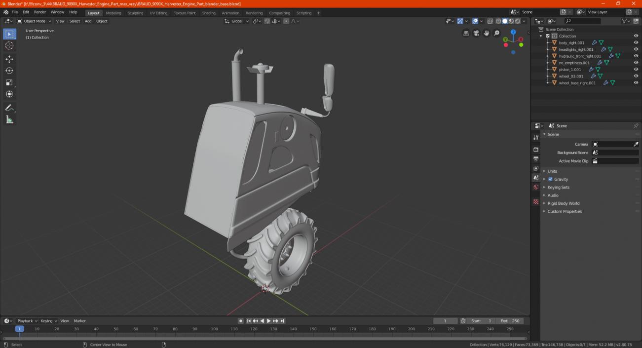 3D BRAUD 9090X Harvester Engine Part model