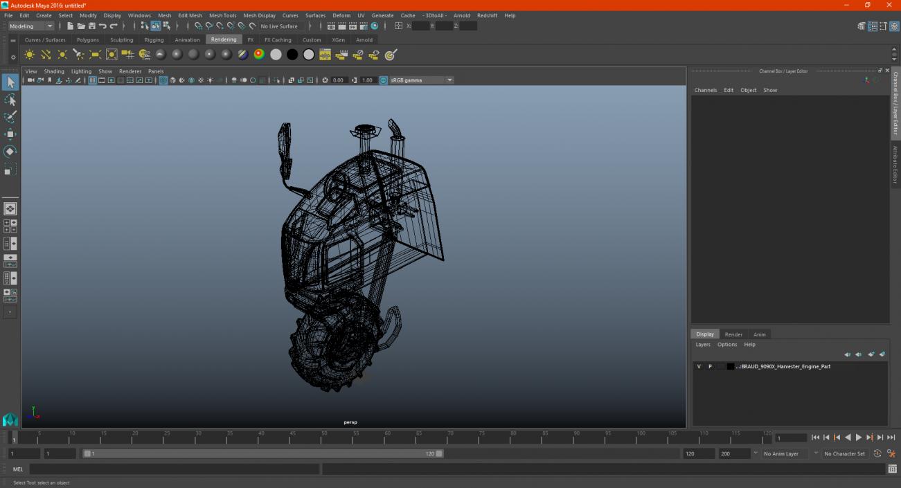 3D BRAUD 9090X Harvester Engine Part model