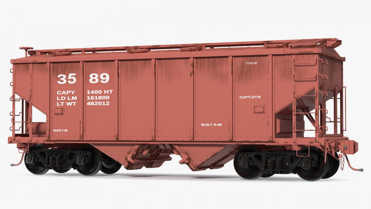 3D model 2 Bay Covered Hopper