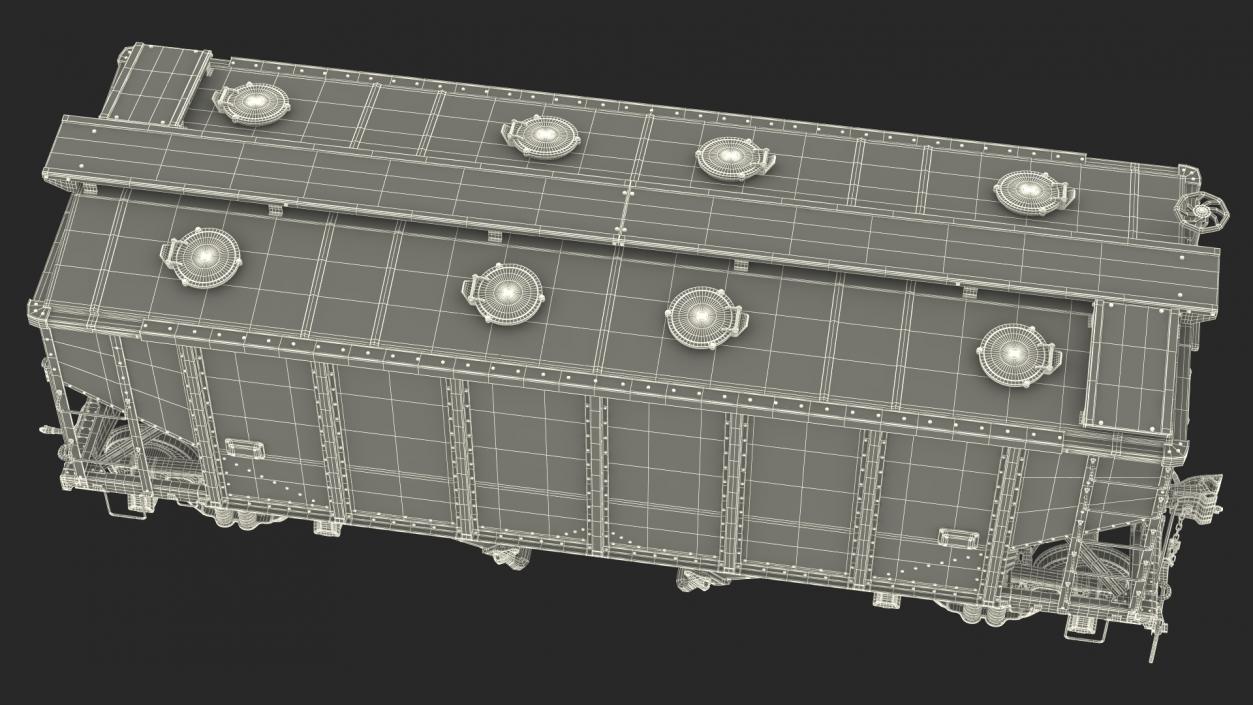 3D model 2 Bay Covered Hopper