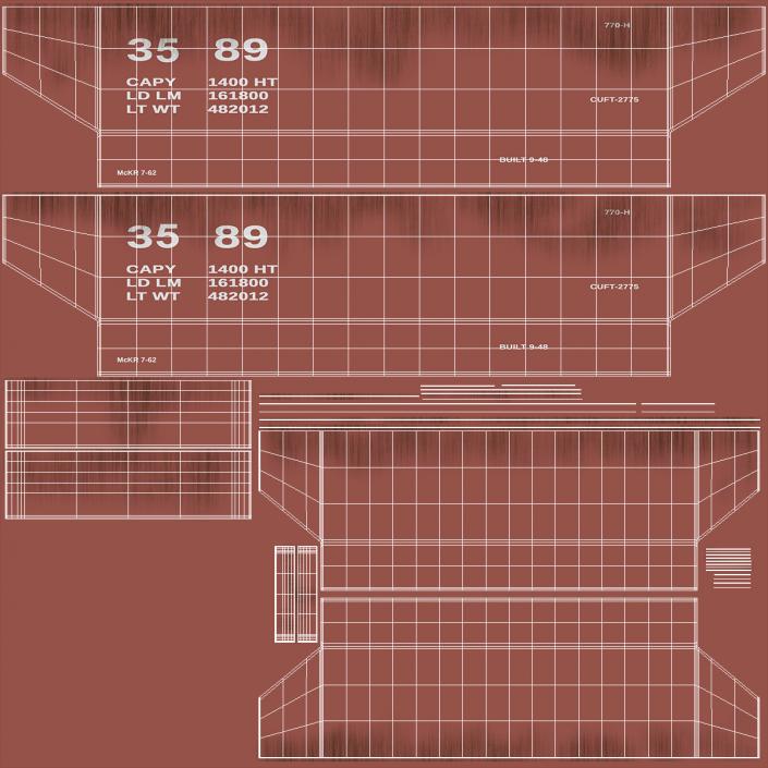 3D model 2 Bay Covered Hopper