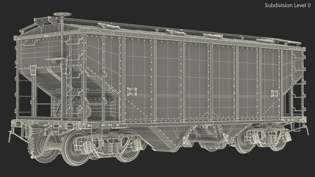 3D model 2 Bay Covered Hopper