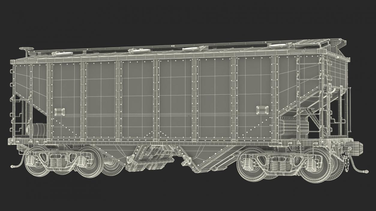 3D model 2 Bay Covered Hopper