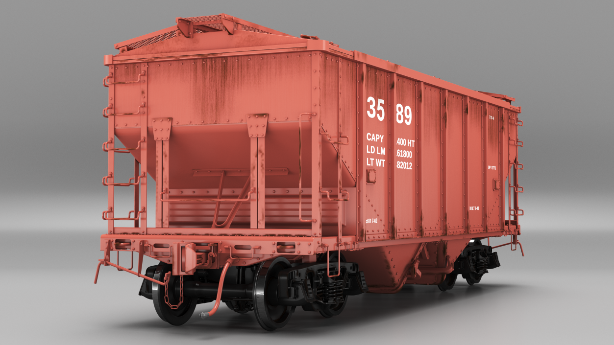 3D model 2 Bay Covered Hopper