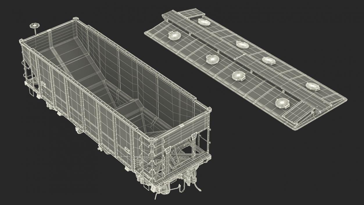 3D model 2 Bay Covered Hopper