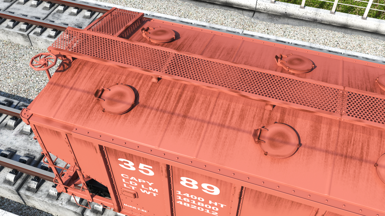 3D model 2 Bay Covered Hopper