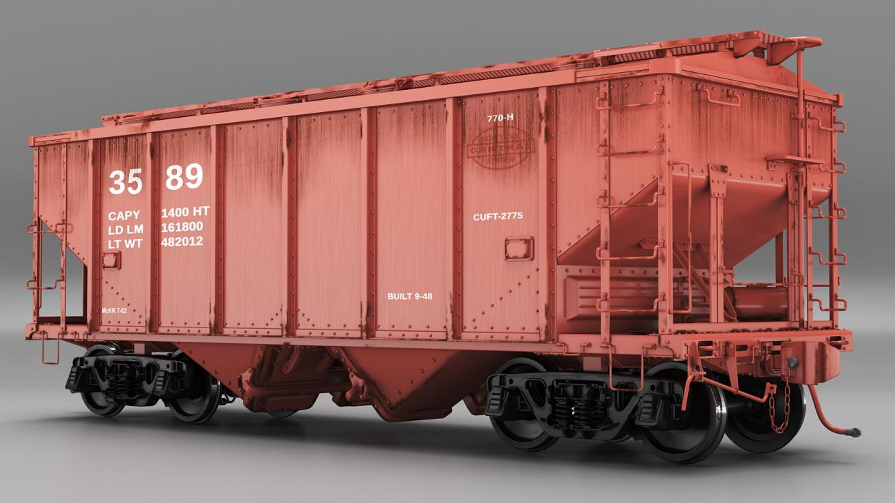 3D model 2 Bay Covered Hopper