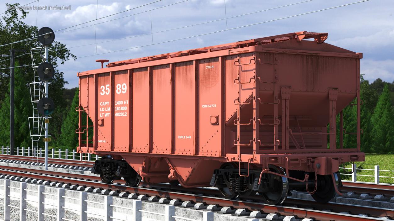 3D model 2 Bay Covered Hopper