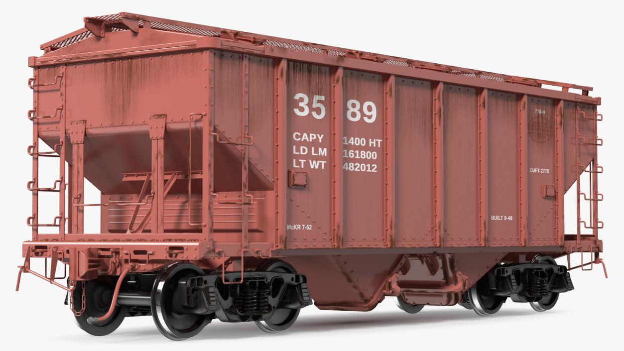 3D model 2 Bay Covered Hopper