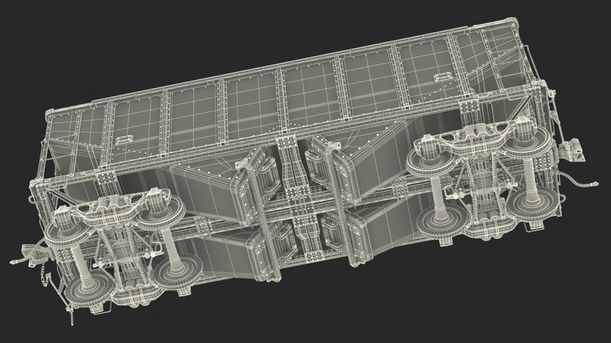 3D model 2 Bay Covered Hopper