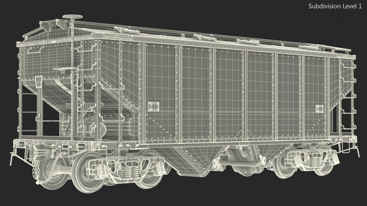 3D model 2 Bay Covered Hopper