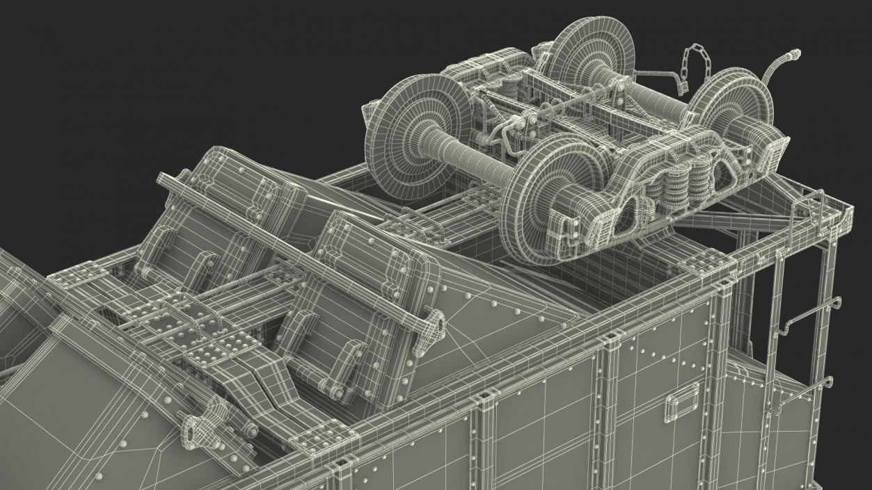 3D model 2 Bay Covered Hopper