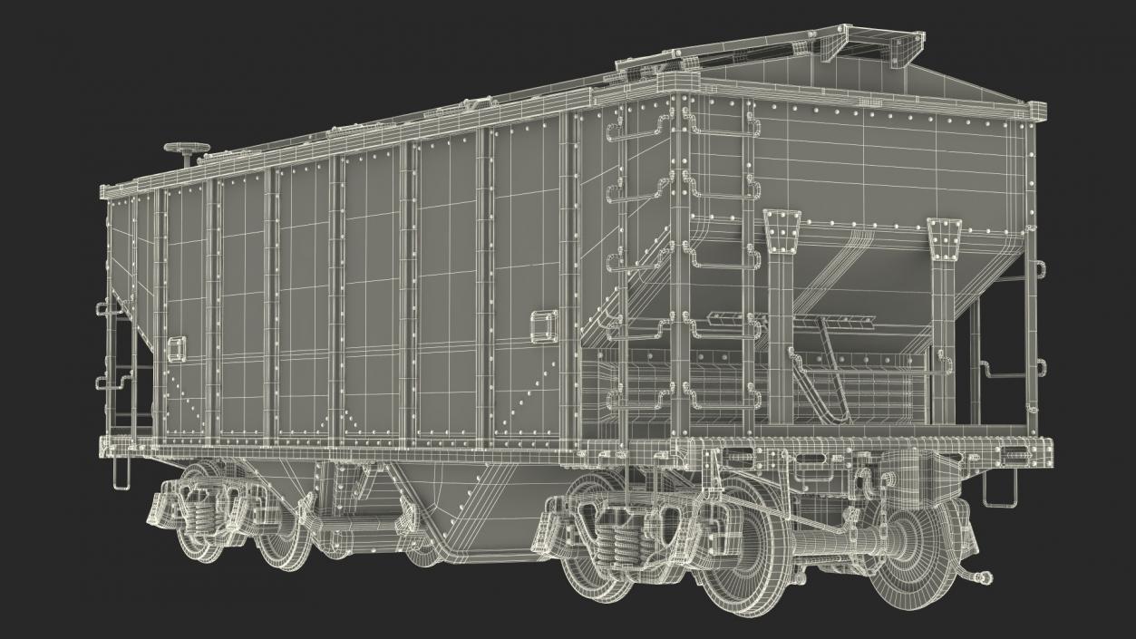 3D model 2 Bay Covered Hopper