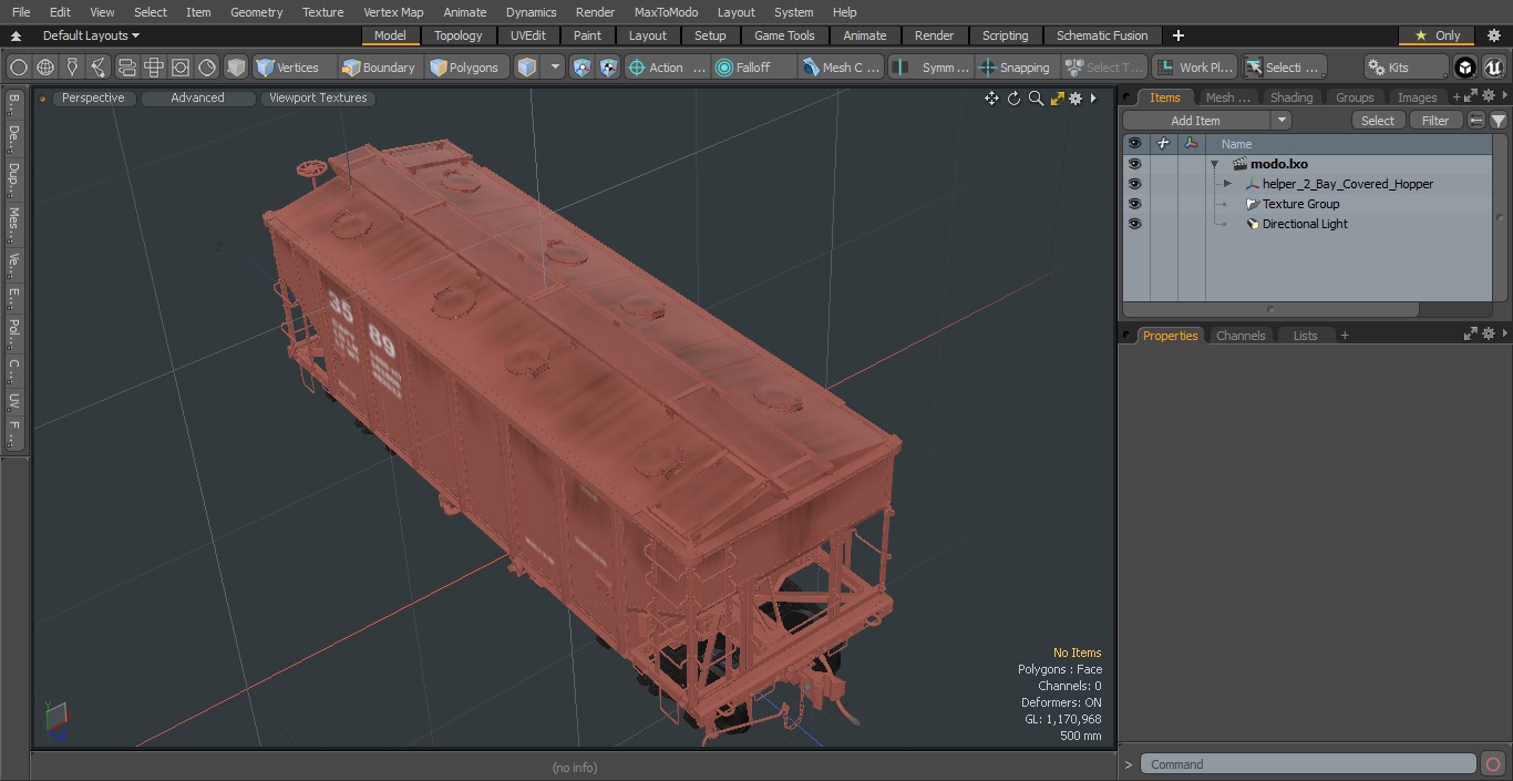 3D model 2 Bay Covered Hopper