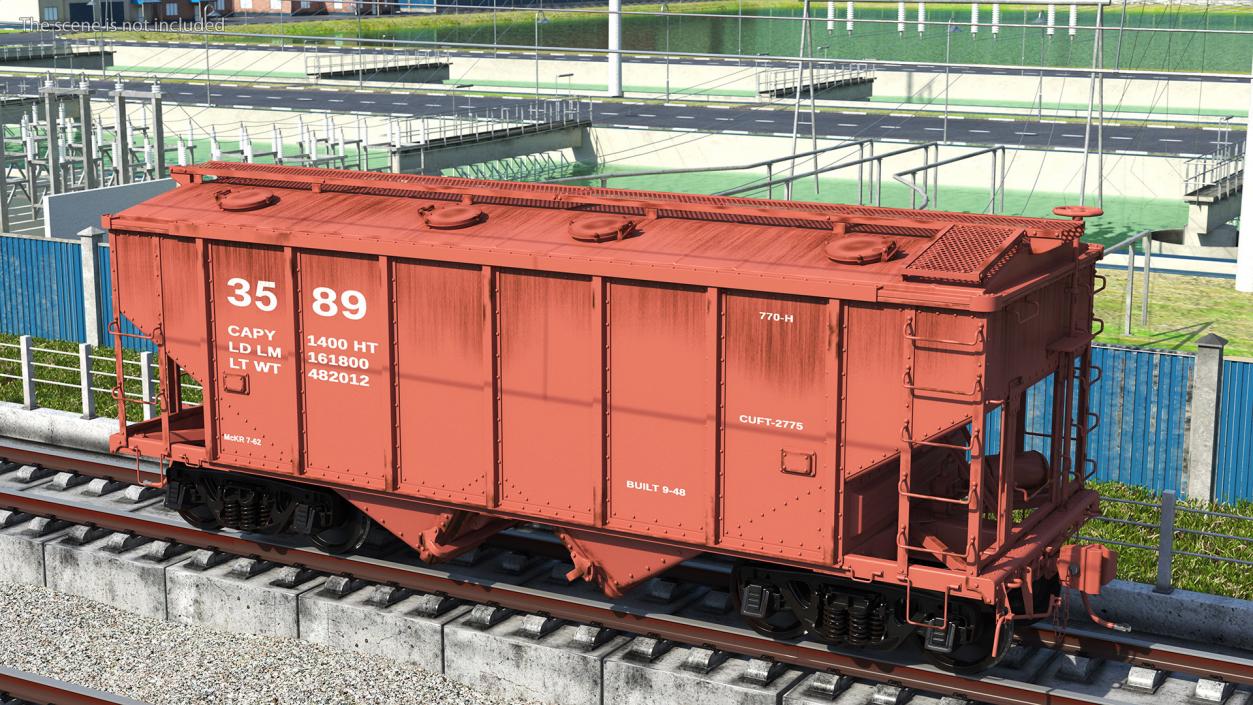 3D model 2 Bay Covered Hopper