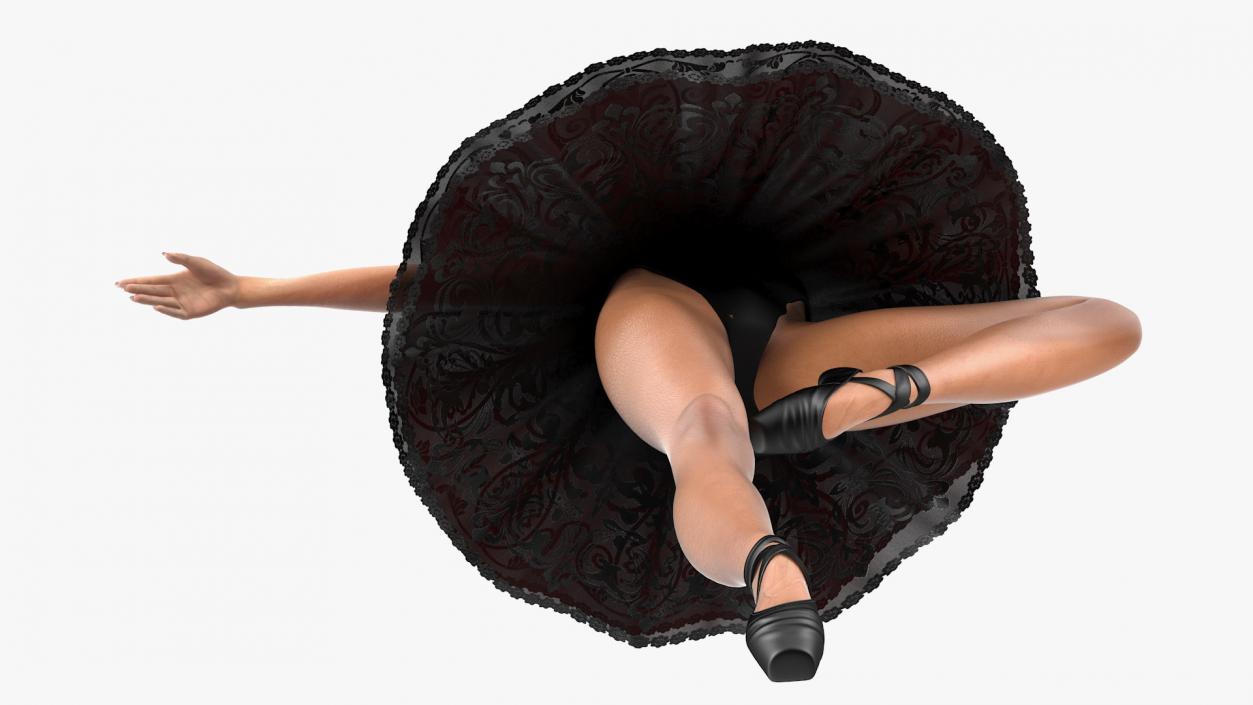 Light Skinned Black Ballerina Dancing Pose 3D