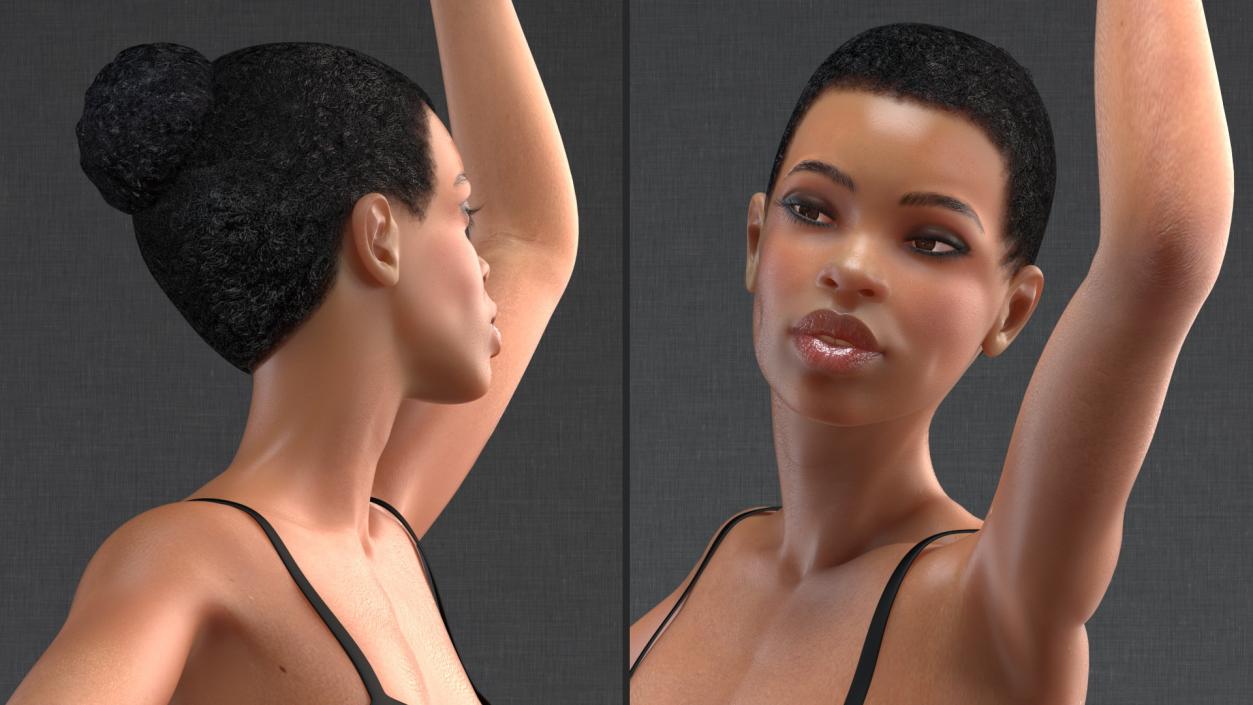 Light Skinned Black Ballerina Dancing Pose 3D