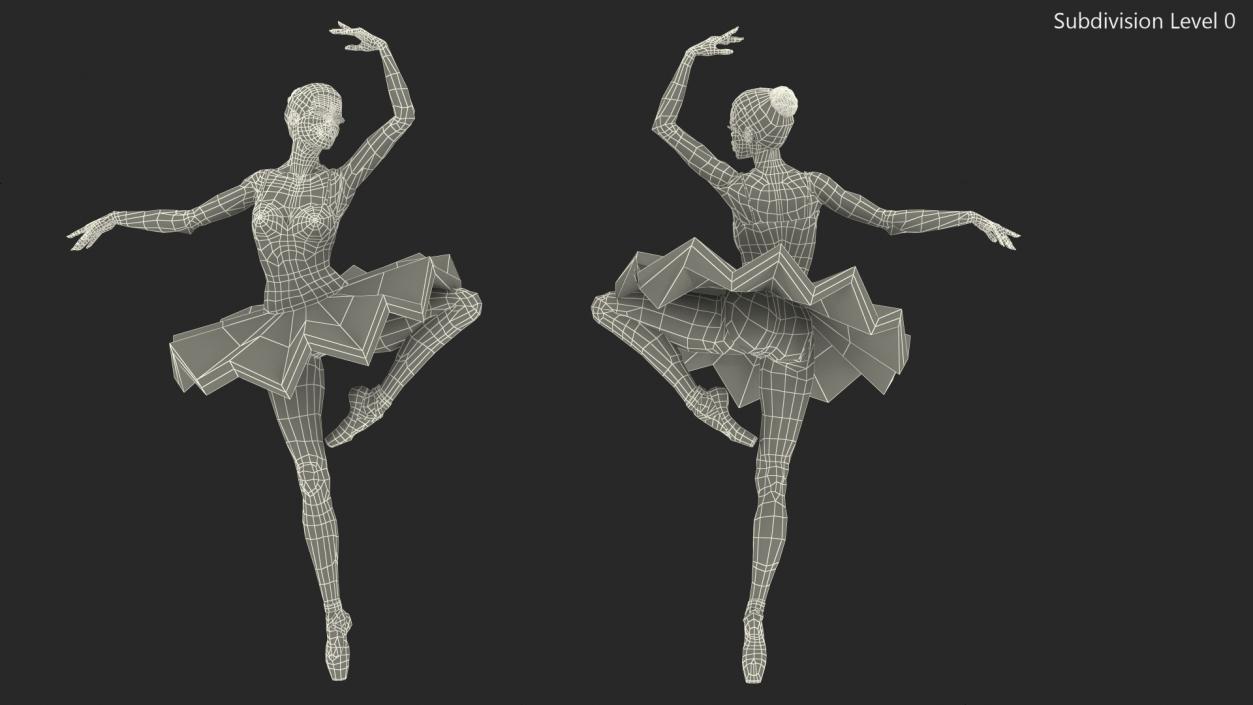 Light Skinned Black Ballerina Dancing Pose 3D