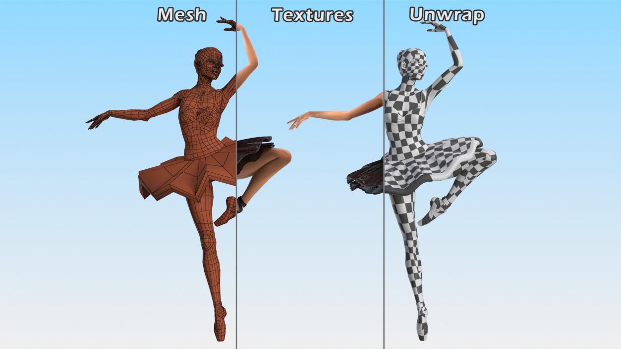 Light Skinned Black Ballerina Dancing Pose 3D