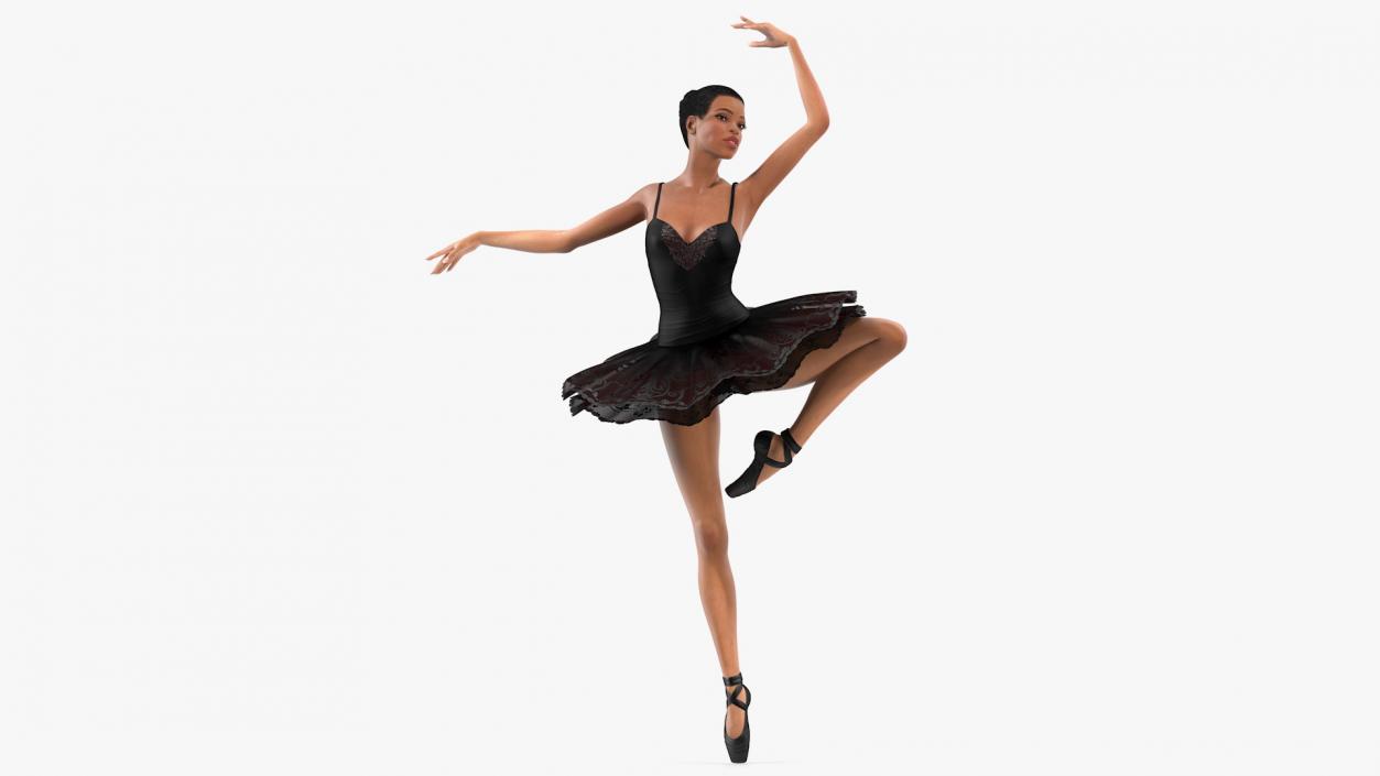 Light Skinned Black Ballerina Dancing Pose 3D