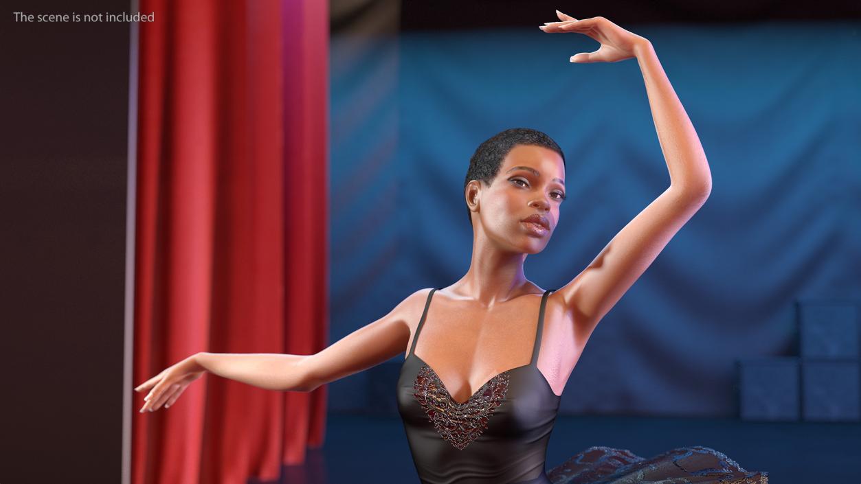 Light Skinned Black Ballerina Dancing Pose 3D